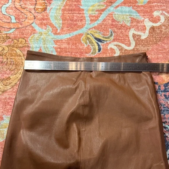 Theory Brown Leather Pencil Skirt - Picture 3 of 5